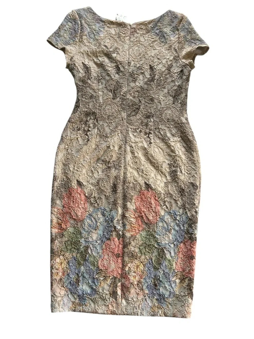 Adrianna Papell Sequins Matelassé Floral Jacquard Faux Wrap Dress Size 10 NWOT